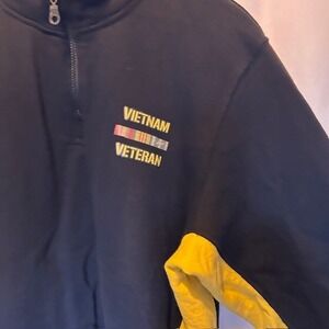 JWM Military Wear Vietnam Vet Men's Sweat Shirt Black 60 Yrs ‎ 1/4 Zip Sz Large